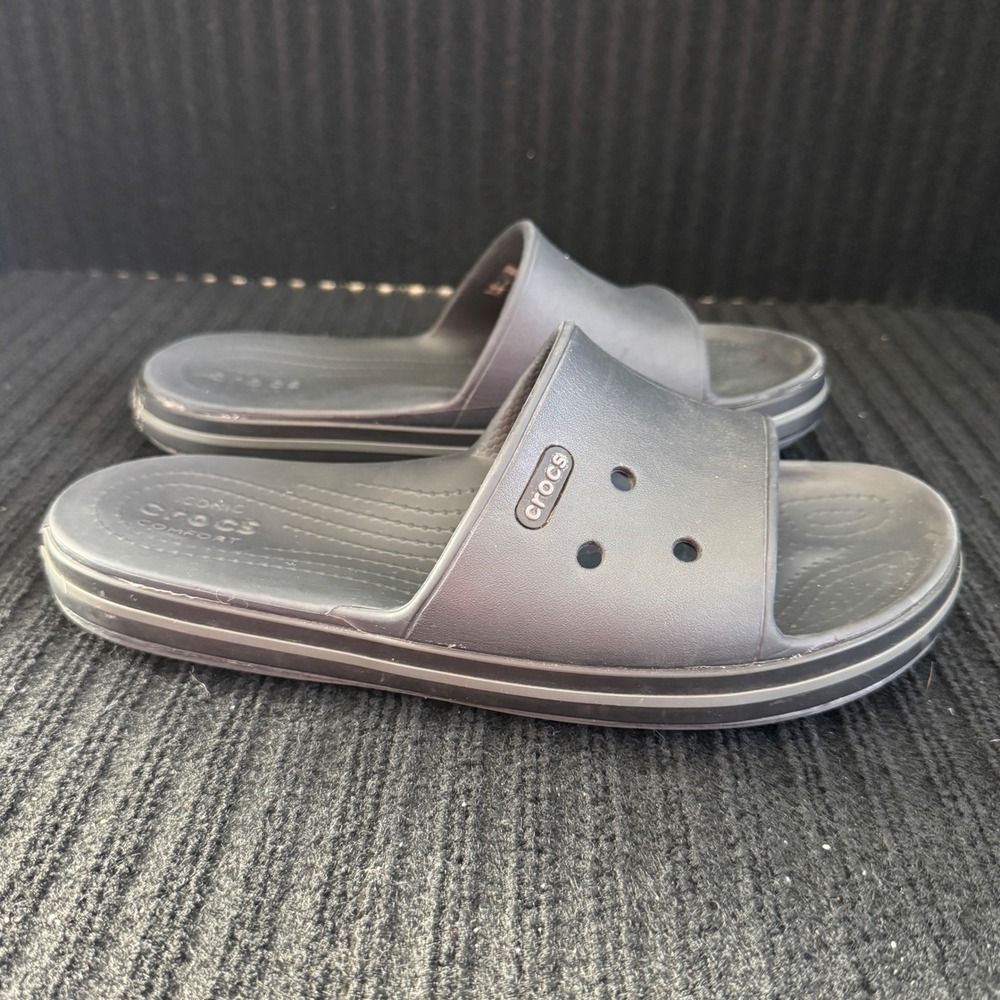 Crocs Crocband Slide Sandals Black Mens 7 Womens 9 Slip On Shoes - Picture 3 of 8